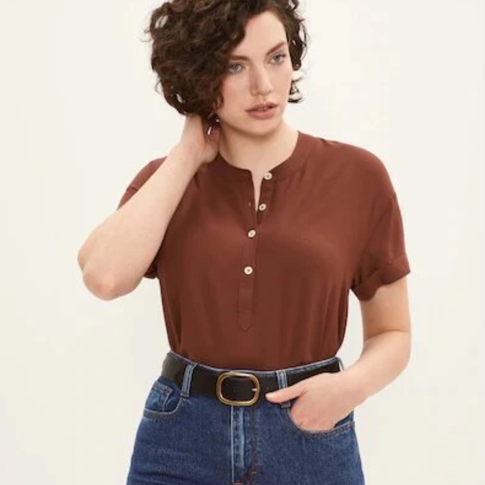 frank & oak-textured viscose button-up tee​​​